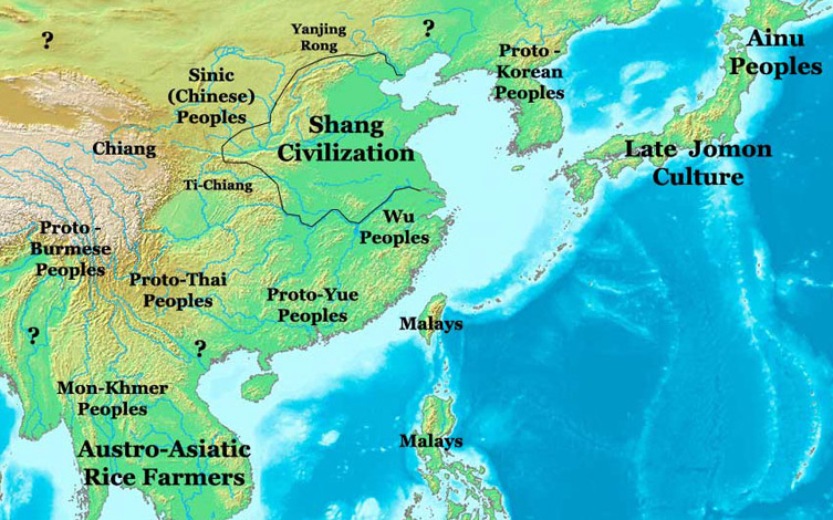 Carte de la dynastie Shang